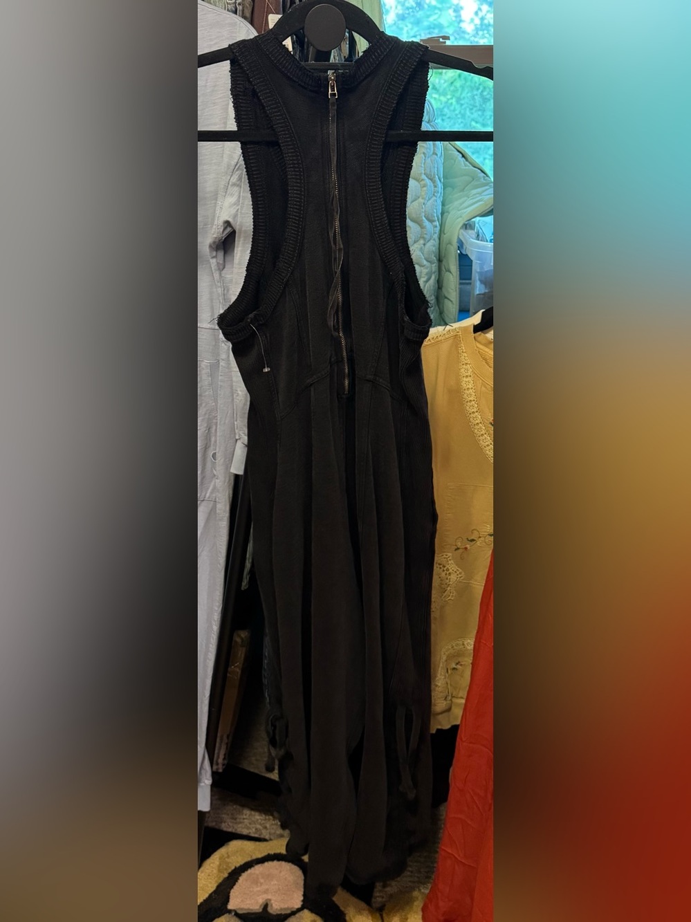 NWOT Anthropologie Daily Practice Horizon Wide-Leg Knit Jumpsuit - black - XSP - Picture 8 of 9